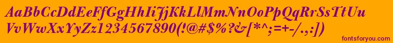BulmerMtBolditalic Font – Purple Fonts on Orange Background