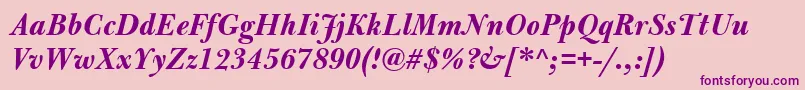 BulmerMtBolditalic Font – Purple Fonts on Pink Background