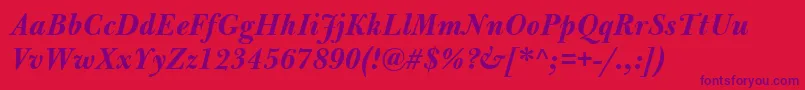 Fonte BulmerMtBolditalic – fontes roxas em um fundo vermelho