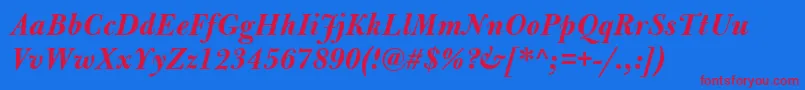Czcionka BulmerMtBolditalic – czerwone czcionki na niebieskim tle
