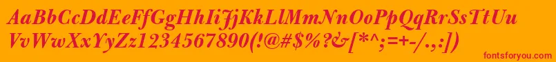 フォントBulmerMtBolditalic – オレンジの背景に赤い文字