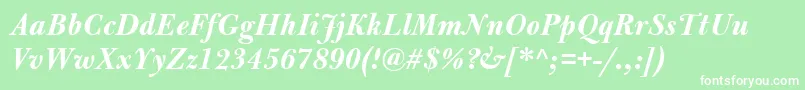 BulmerMtBolditalic-Schriftart – Weiße Schriften auf grünem Hintergrund