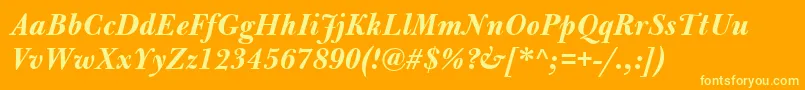 BulmerMtBolditalic Font – Yellow Fonts on Orange Background