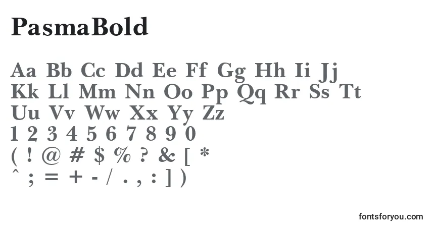 Schriftart PasmaBold – Alphabet, Zahlen, spezielle Symbole
