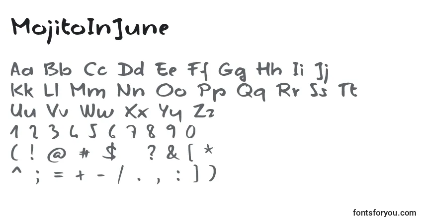 Шрифт MojitoInJune – алфавит, цифры, специальные символы