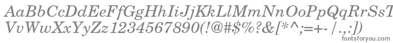 TexgyrescholaItalic-fontti – harmaat kirjasimet valkoisella taustalla