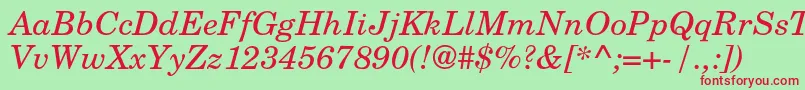 TexgyrescholaItalic Font – Red Fonts on Green Background