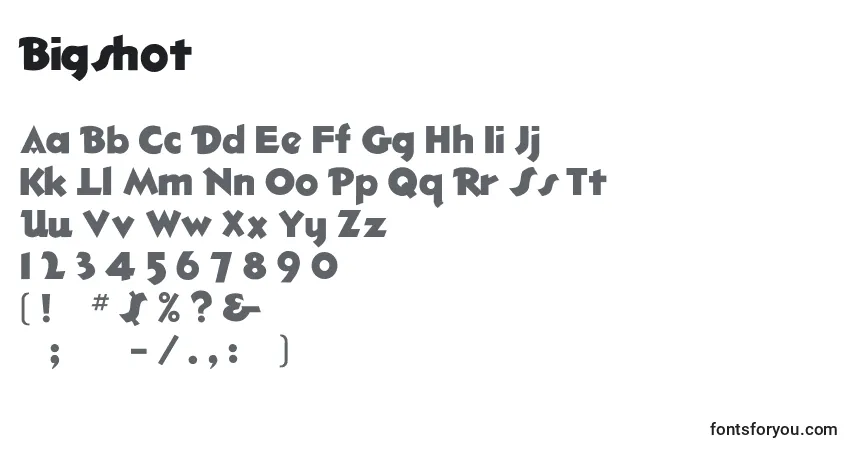 Czcionka Bigshot – alfabet, cyfry, specjalne znaki