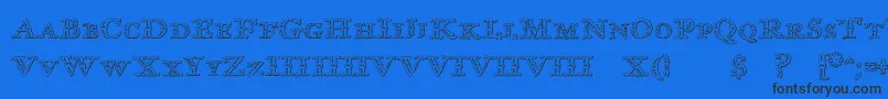 ImprentaRoyalNonpareilBeveled Font – Black Fonts on Blue Background