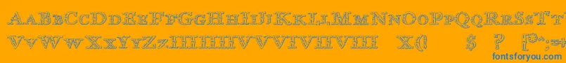 フォントImprentaRoyalNonpareilBeveled – オレンジの背景に青い文字