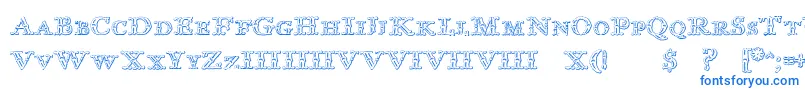 ImprentaRoyalNonpareilBeveled Font – Blue Fonts on White Background