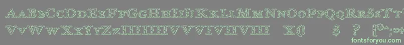 フォントImprentaRoyalNonpareilBeveled – 灰色の背景に緑のフォント