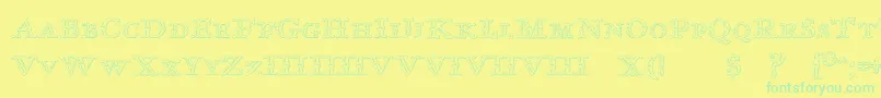 ImprentaRoyalNonpareilBeveled-fontti – vihreät fontit keltaisella taustalla