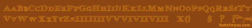 ImprentaRoyalNonpareilBeveled Font – Orange Fonts on Brown Background