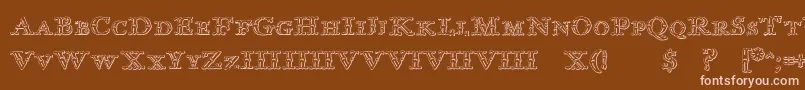ImprentaRoyalNonpareilBeveled-Schriftart – Rosa Schriften auf braunem Hintergrund