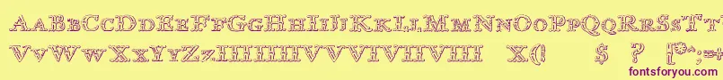 ImprentaRoyalNonpareilBeveled Font – Purple Fonts on Yellow Background