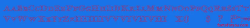 ImprentaRoyalNonpareilBeveled-Schriftart – Rote Schriften auf blauem Hintergrund