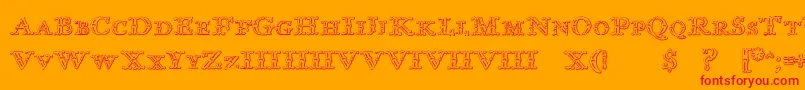 ImprentaRoyalNonpareilBeveled-Schriftart – Rote Schriften auf orangefarbenem Hintergrund