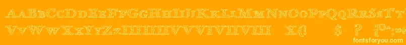 Czcionka ImprentaRoyalNonpareilBeveled – żółte czcionki na pomarańczowym tle