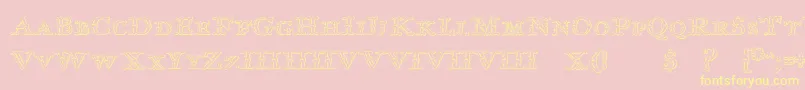 ImprentaRoyalNonpareilBeveled Font – Yellow Fonts on Pink Background