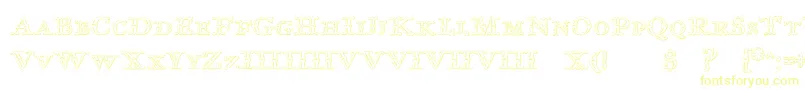 ImprentaRoyalNonpareilBeveled-Schriftart – Gelbe Schriften auf weißem Hintergrund