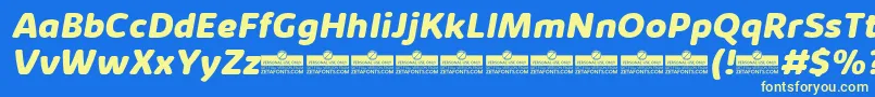 KabrioAbarthExtraboldItalicTrial Font – Yellow Fonts on Blue Background