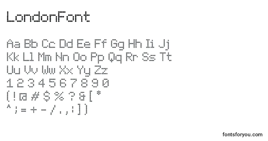 Schriftart LondonFont – Alphabet, Zahlen, spezielle Symbole