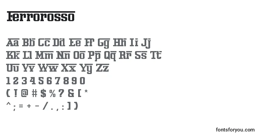 Шрифт Ferrorosso – алфавит, цифры, специальные символы