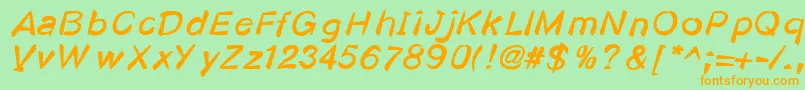 Kosmodoggy-Schriftart – Orangefarbene Schriften auf grünem Hintergrund