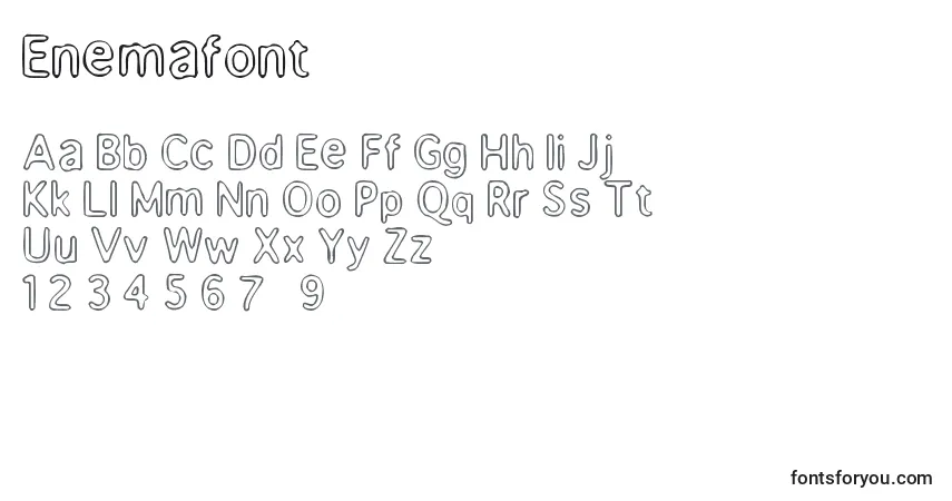 Czcionka Enemafont – alfabet, cyfry, specjalne znaki
