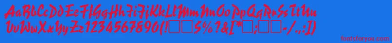 ReporterTwo Font – Red Fonts on Blue Background