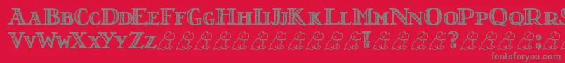 Fonte LtNutshellLibrary – fontes cinzas em um fundo vermelho