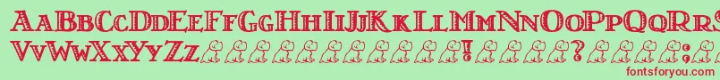 LtNutshellLibrary-Schriftart – Rote Schriften auf grünem Hintergrund