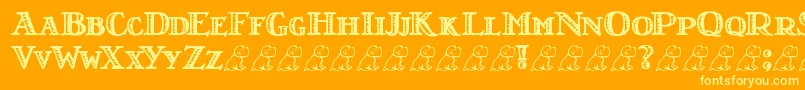 Шрифт LtNutshellLibrary – жёлтые шрифты на оранжевом фоне