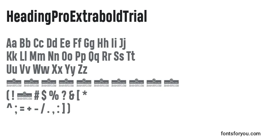 Schriftart HeadingProExtraboldTrial – Alphabet, Zahlen, spezielle Symbole