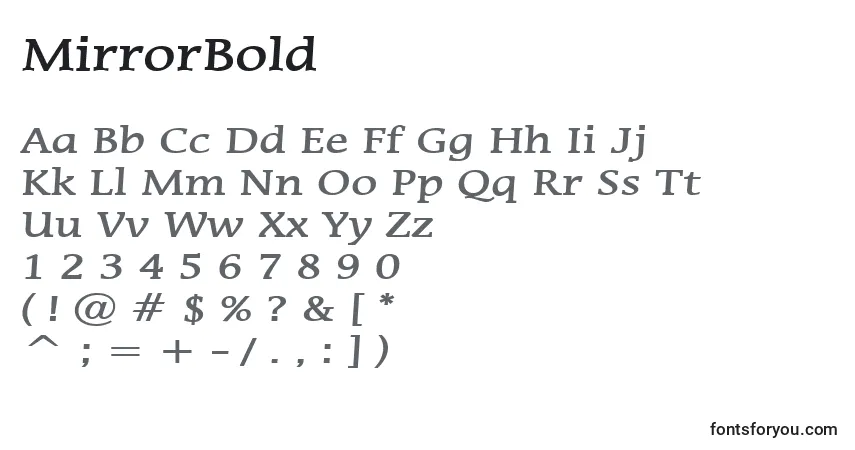 A fonte MirrorBold – alfabeto, números, caracteres especiais