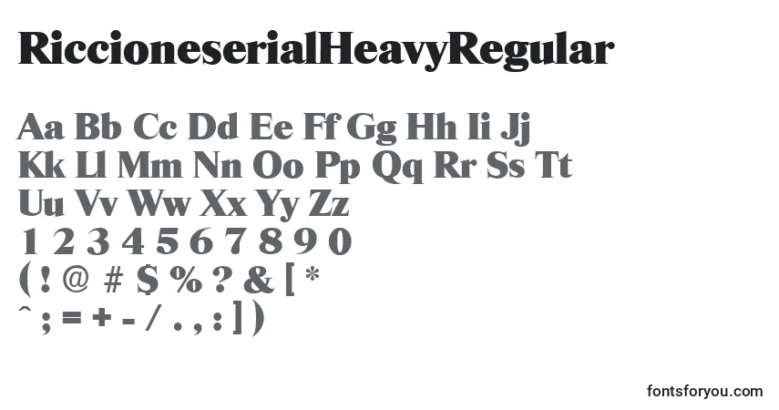 A fonte RiccioneserialHeavyRegular – alfabeto, números, caracteres especiais