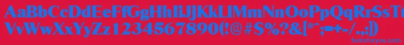 フォントRiccioneserialHeavyRegular – 赤い背景に青い文字
