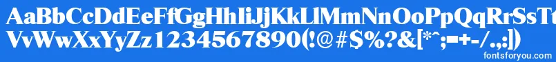 フォントRiccioneserialHeavyRegular – 青い背景に白い文字