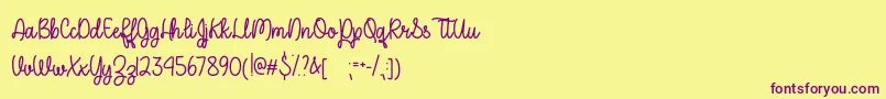 APerfectPlaceOtf-Schriftart – Violette Schriften auf gelbem Hintergrund