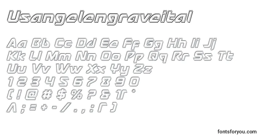 A fonte Usangelengraveital – alfabeto, números, caracteres especiais