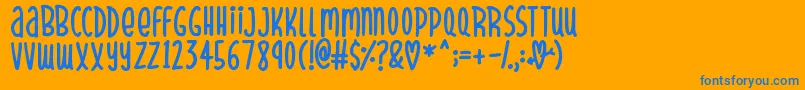 SparklyHearts Font – Blue Fonts on Orange Background