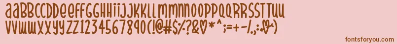 SparklyHearts Font – Brown Fonts on Pink Background