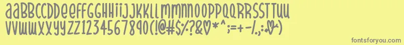 SparklyHearts Font – Gray Fonts on Yellow Background