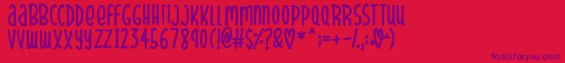 SparklyHearts Font – Purple Fonts on Red Background