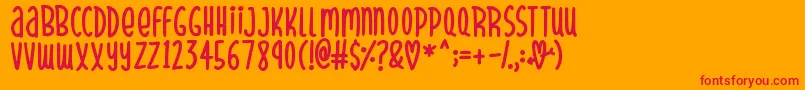 SparklyHearts-Schriftart – Rote Schriften auf orangefarbenem Hintergrund