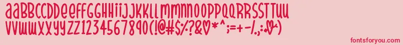 SparklyHearts Font – Red Fonts on Pink Background