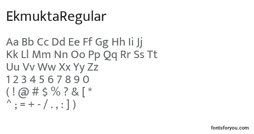 Schriftart EkmuktaRegular – Alphabet, Zahlen, spezielle Symbole