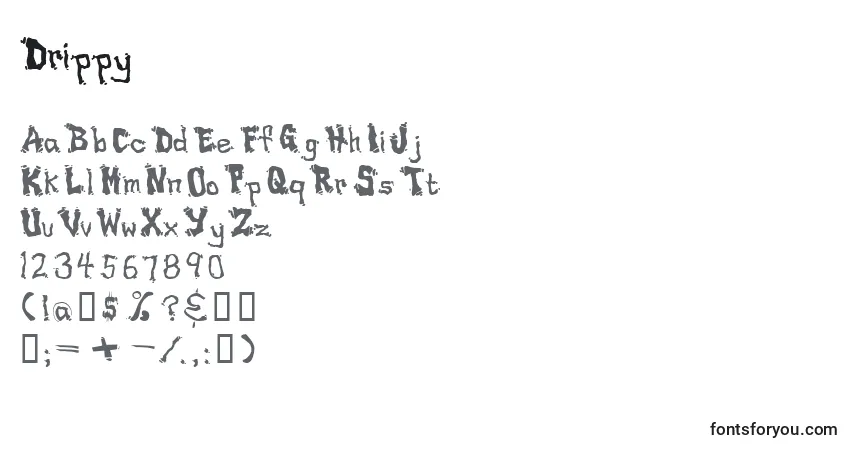 Шрифт Drippy – алфавит, цифры, специальные символы