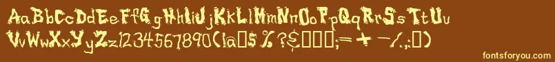 Drippy-Schriftart – Gelbe Schriften auf braunem Hintergrund